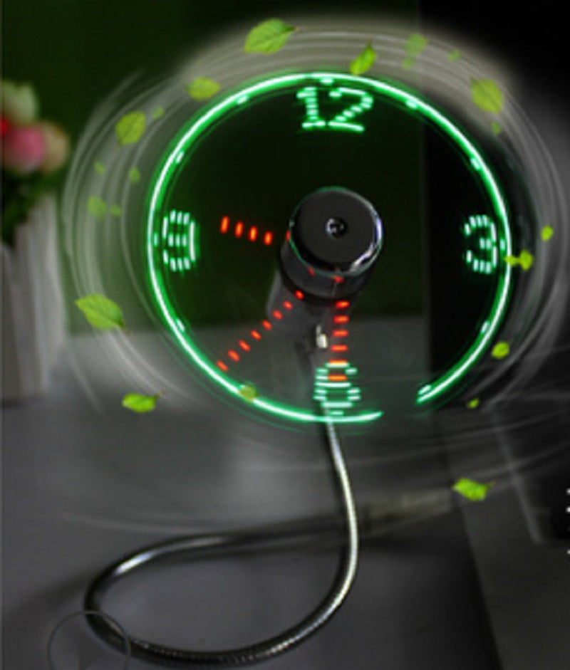 USB Ventilator Verstellbarer Mini Flexibler Ventilator LED Licht Zeituhr Desktop Cool Gadget Zeitanzeige