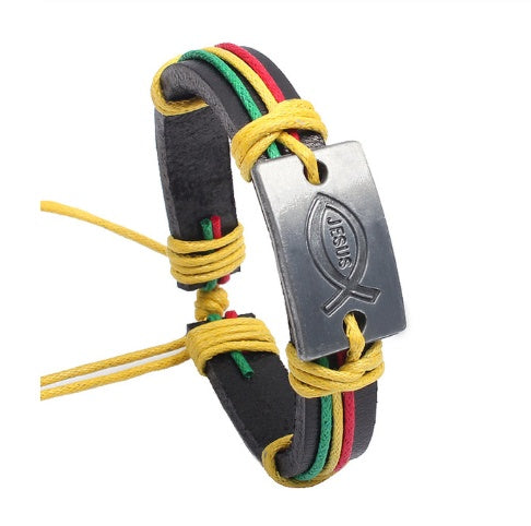 Religiöser Schmuck Christlicher I Love Jesus Legierungs-Lederarmband Großhandelsarmband