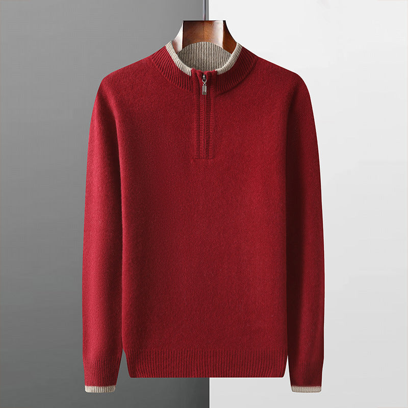 Herren weiter geschnittener Halb-Reißverschluss-Rollkragen-Thermo-Pullover mit extra Polsterung