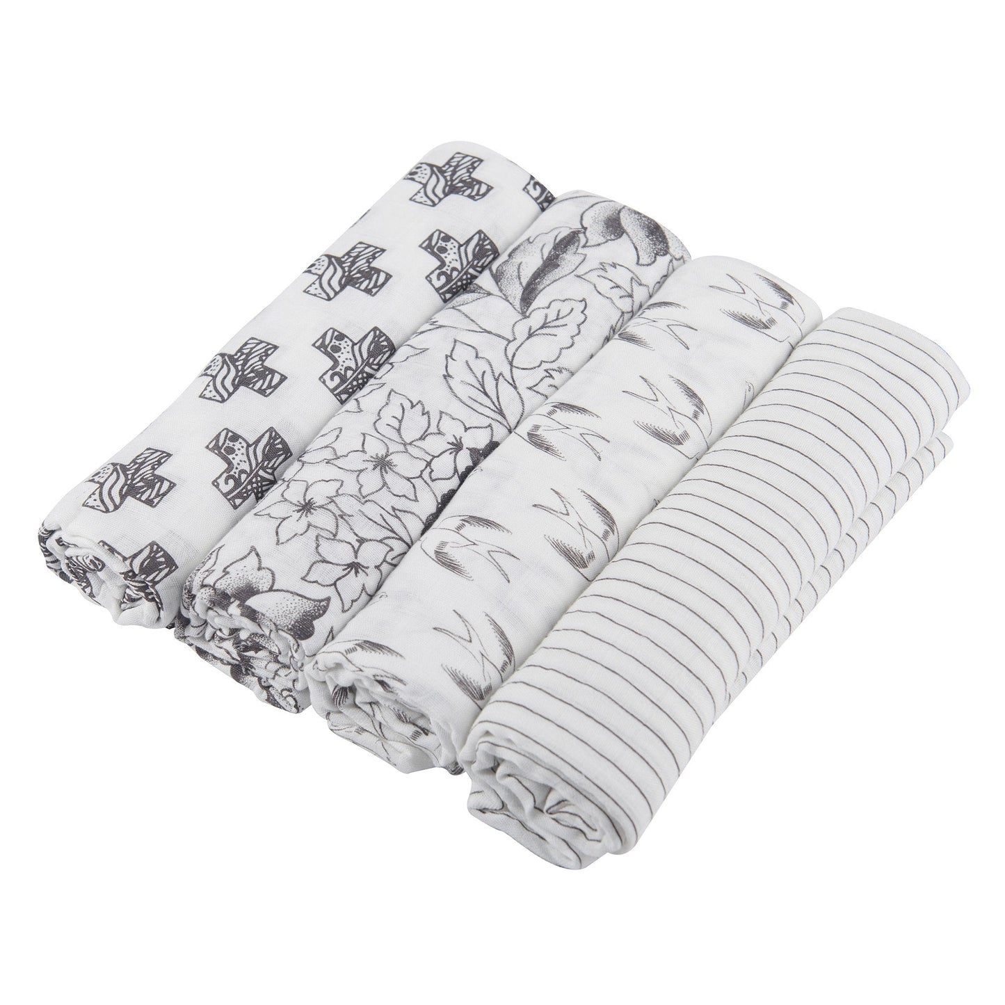 Monochromes Bambus-Musselin-Pucktuch 4er-Pack