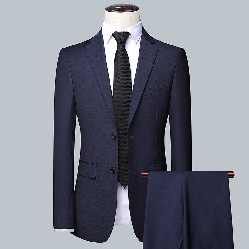 Herren Slim-Fit Business Zweiknopf-Anzug-Set im südkoreanischen Stil