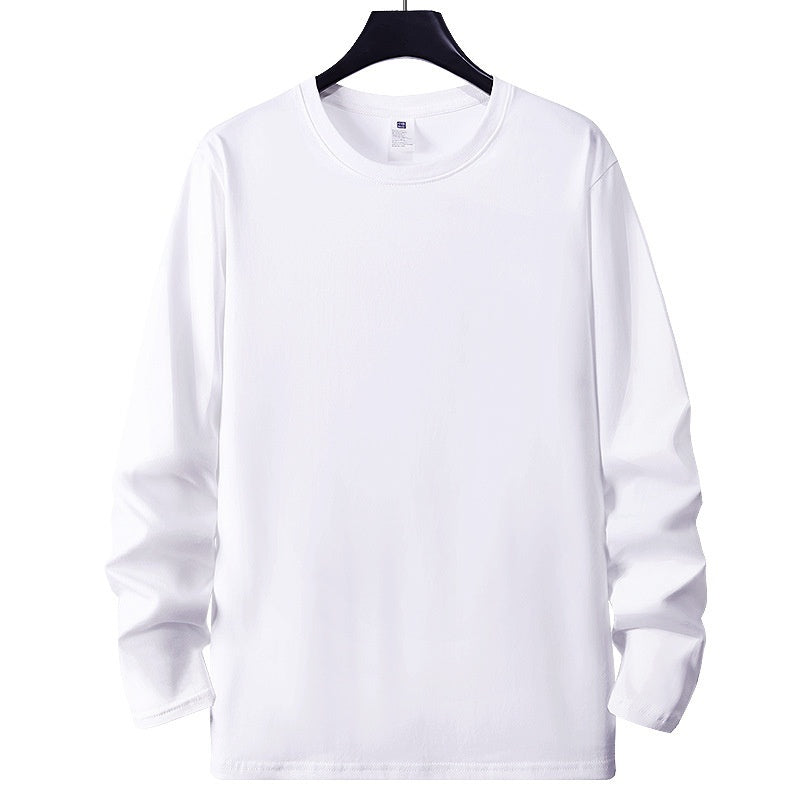 Weißes Langarmshirt, einfarbig, Baumwolle, Basisschicht