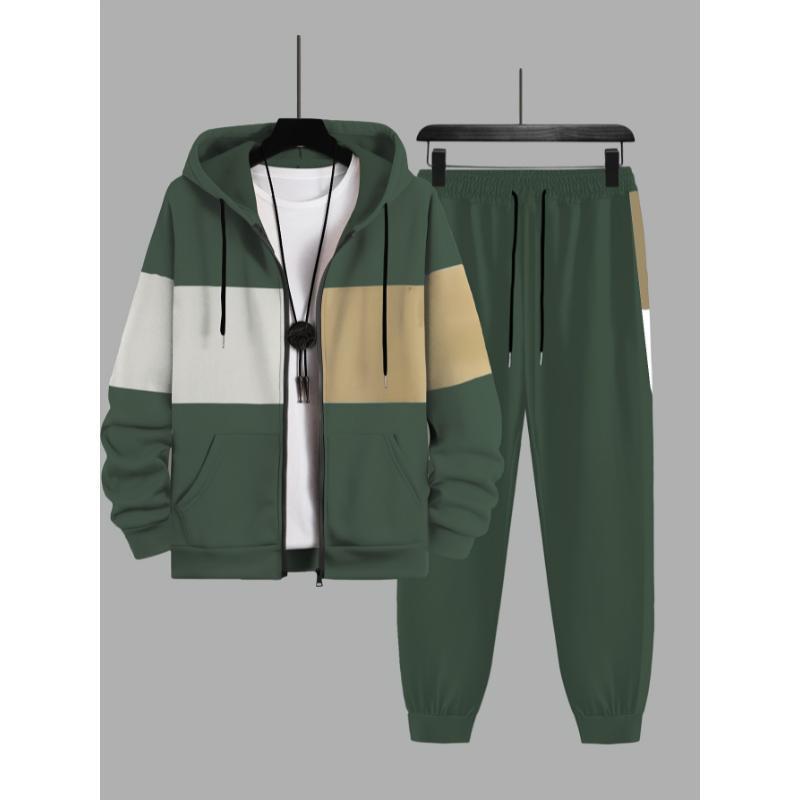 Mens Autumn Winter 3D Elephant-Print Long-Sleeve Hoodie Set