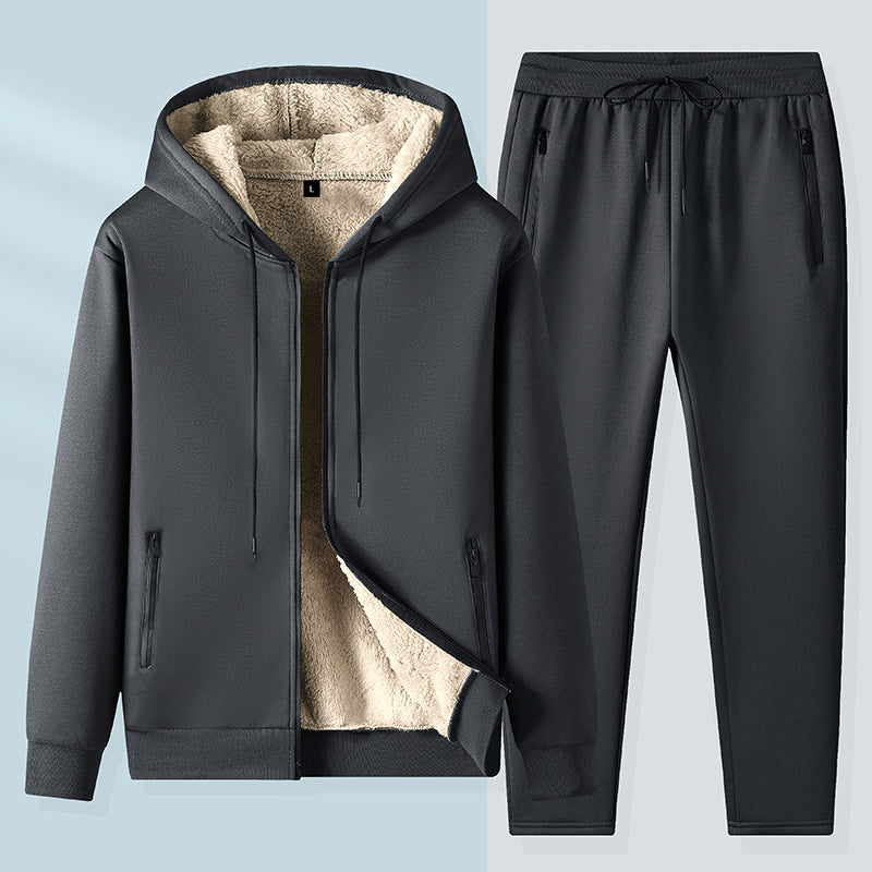 Herbst und Winter Warme Freizeit Sport Herren Mantel Kapuzenjacke Bluse und Hose