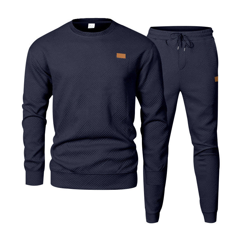 Men's Sports Casual Versatile Round Neck Sweater Set