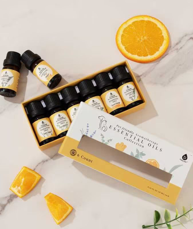 Tierfreundliche Aromatherapie-Kollektion Ätherischer Öle – Zeder, Kamille, Weihrauch, Ingwer, Lavendel und Rosmarin