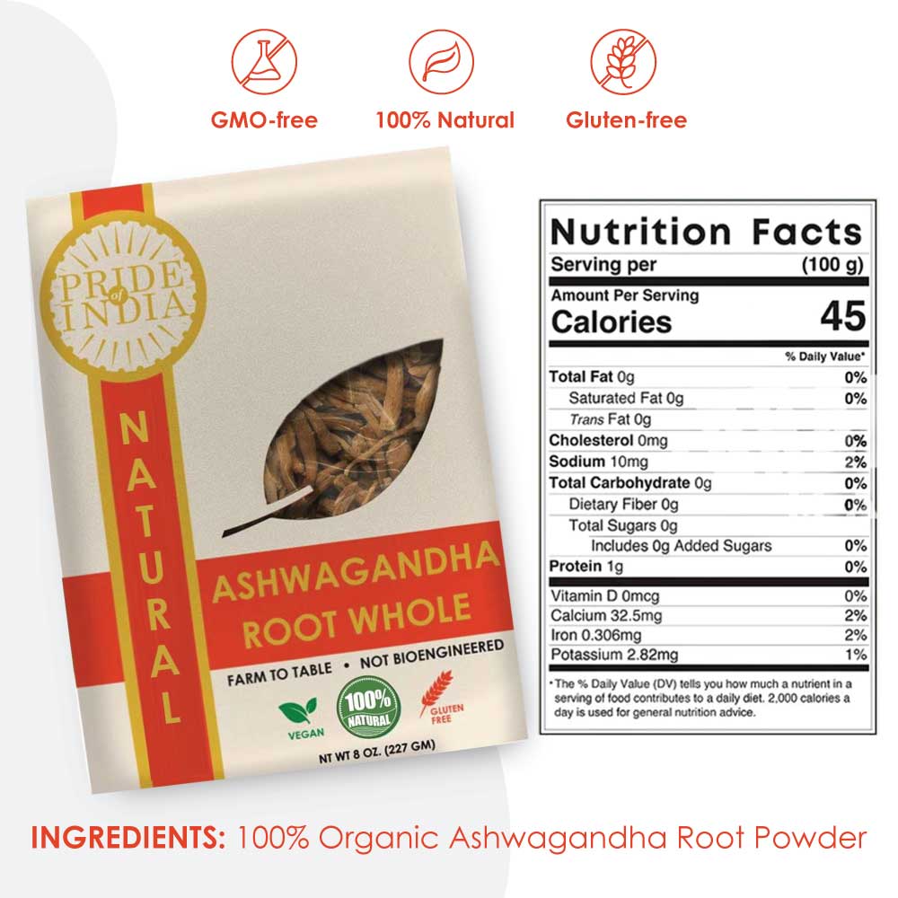 Natürliche Ashwagandha-Wurzel ganz (227 g)
