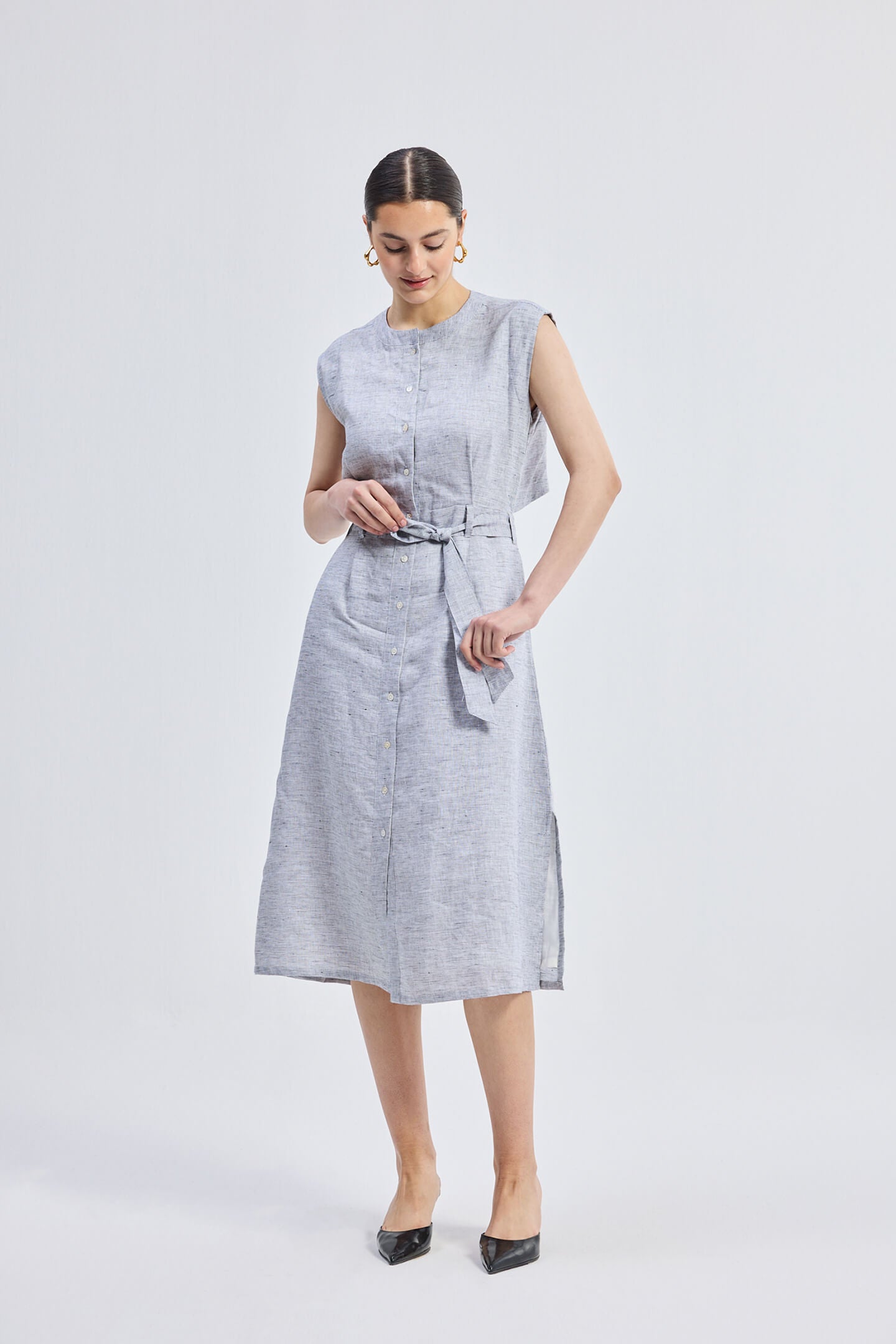 Rückenfreies Leinenkleid