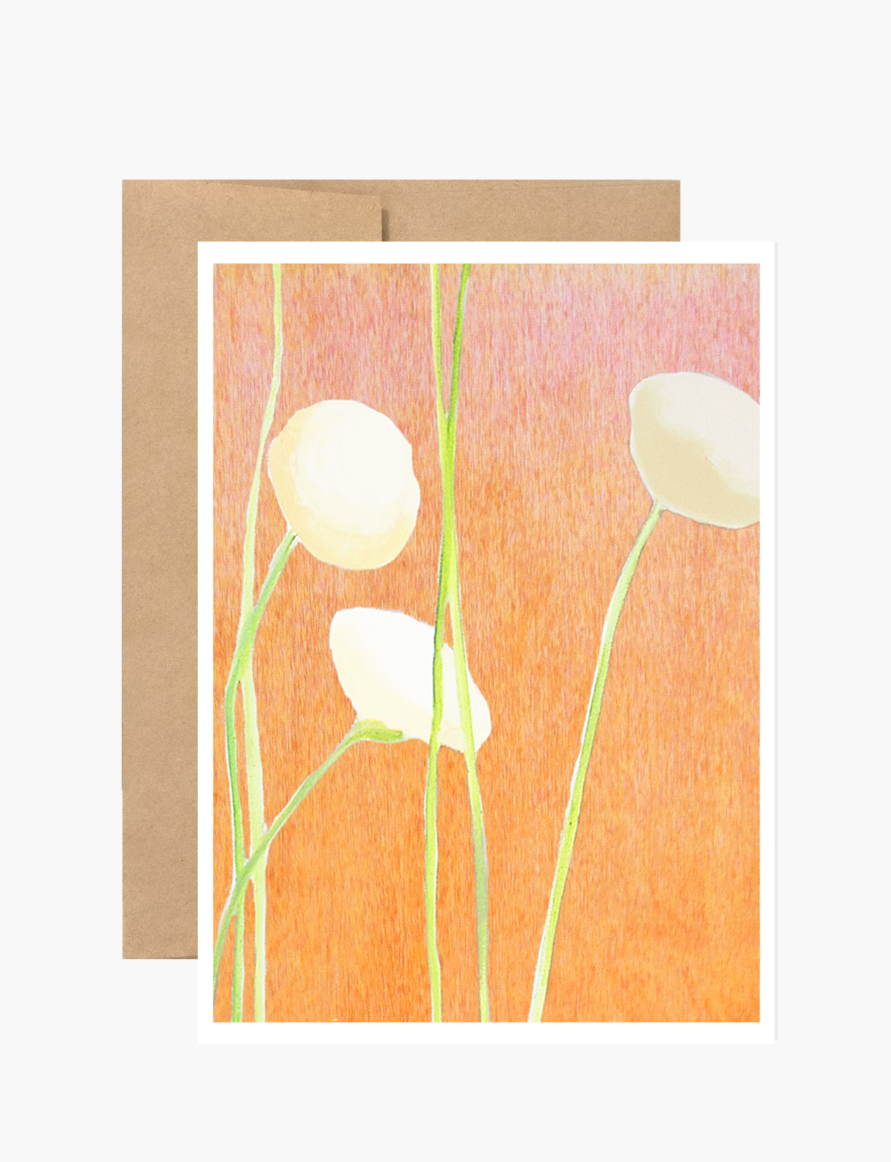 Notecard: Cream Flowers on Orange