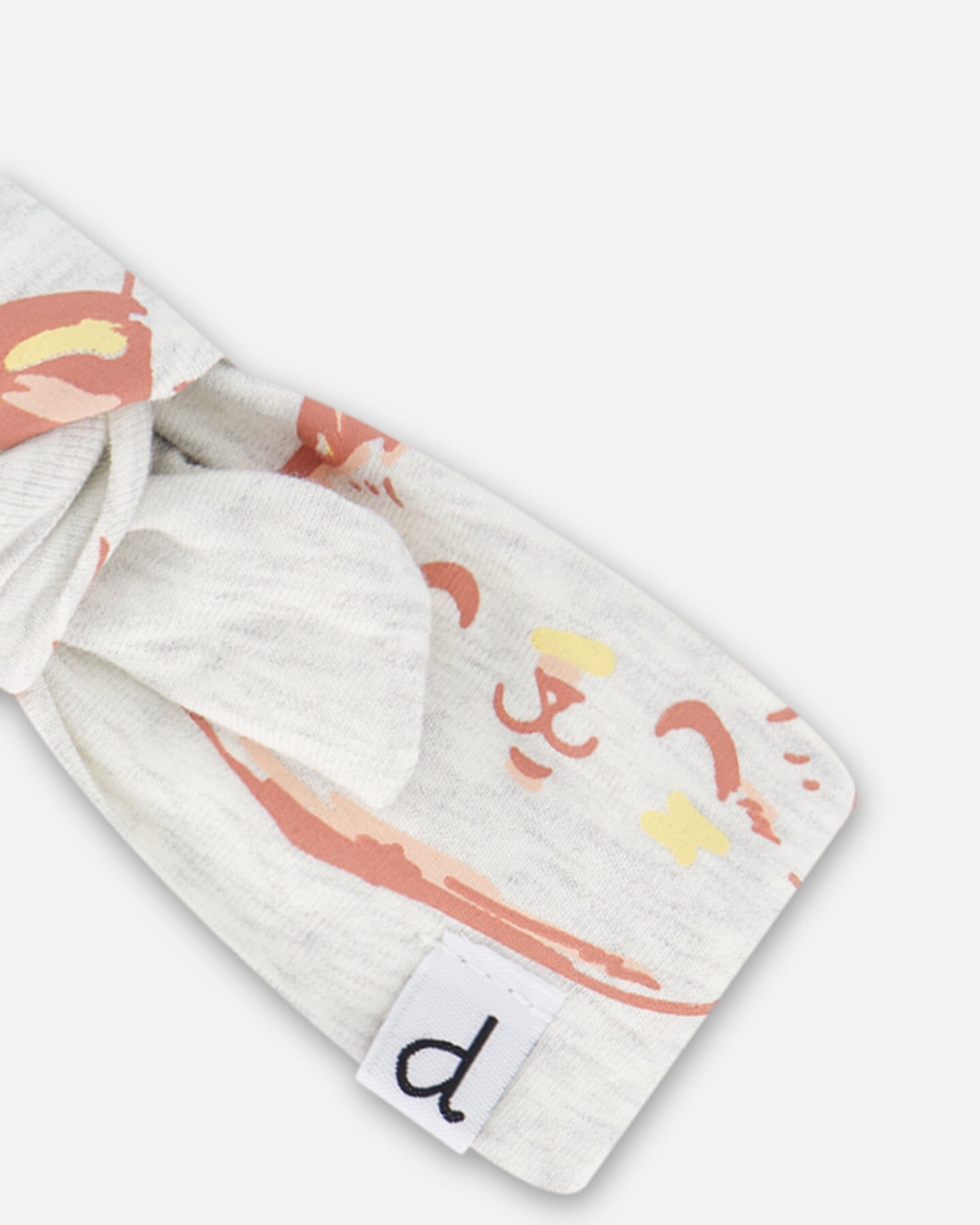 Bio-Baumwoll-Haarband Heather Beige mit aufgedruckter Katze