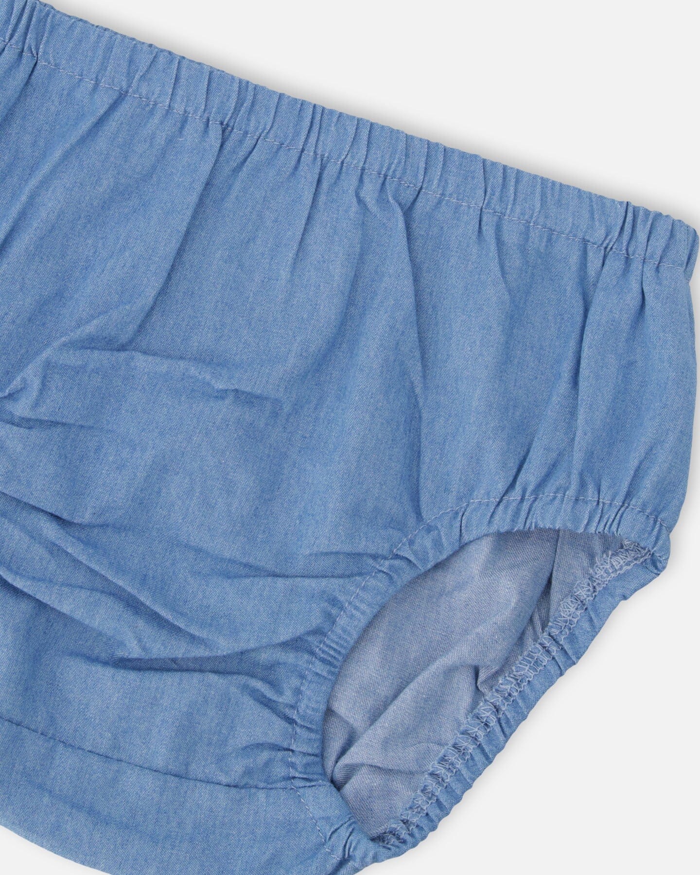 Hellblaues Chambray-Kleid und Bloomer-Set Hellblau