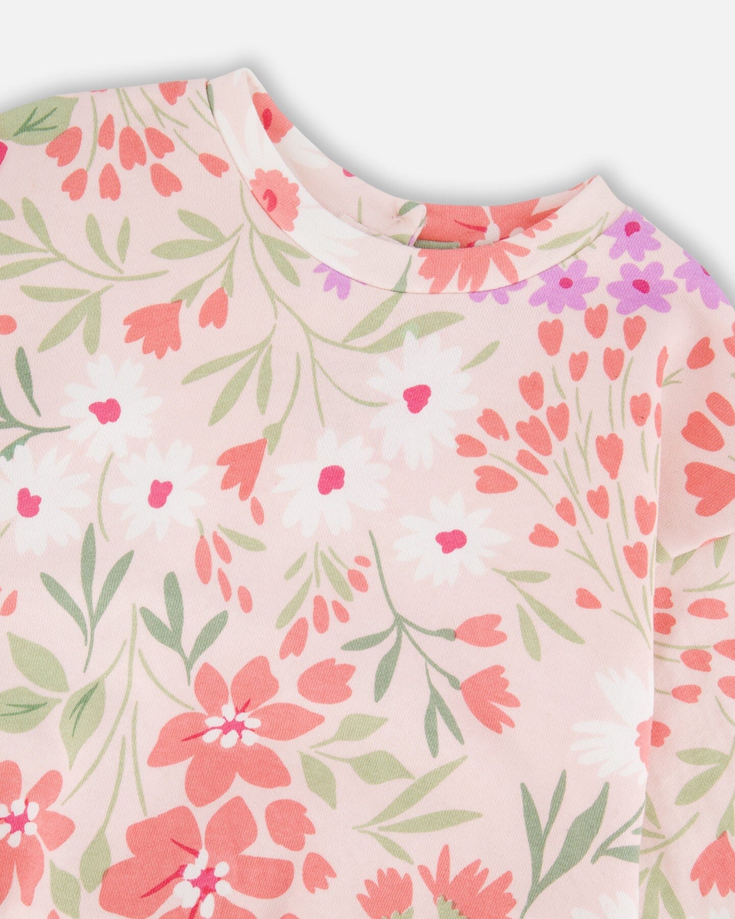 French Terry Sweatshirt Rosa Bedruckte Blumen