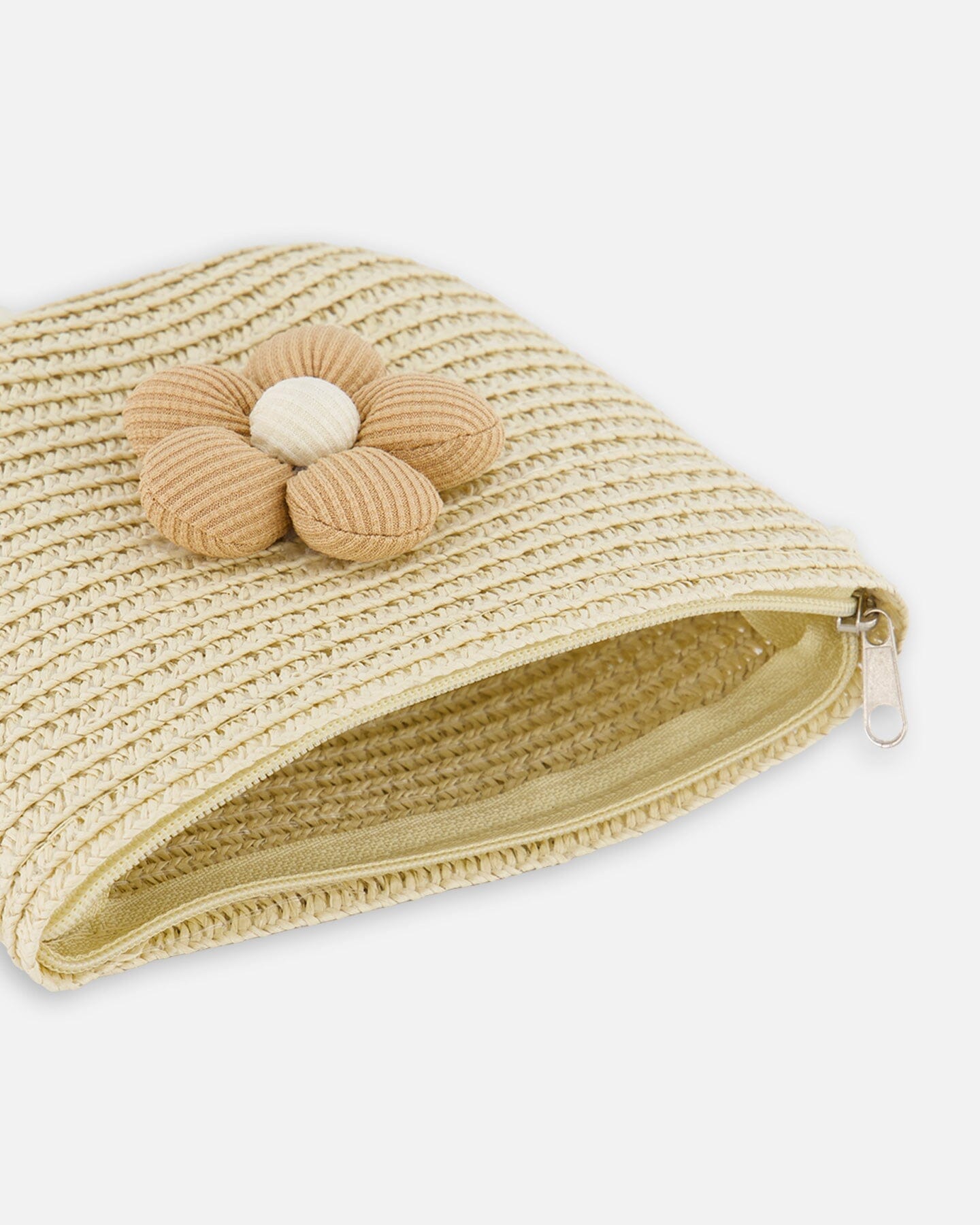 Blumen-Strohtasche Beige