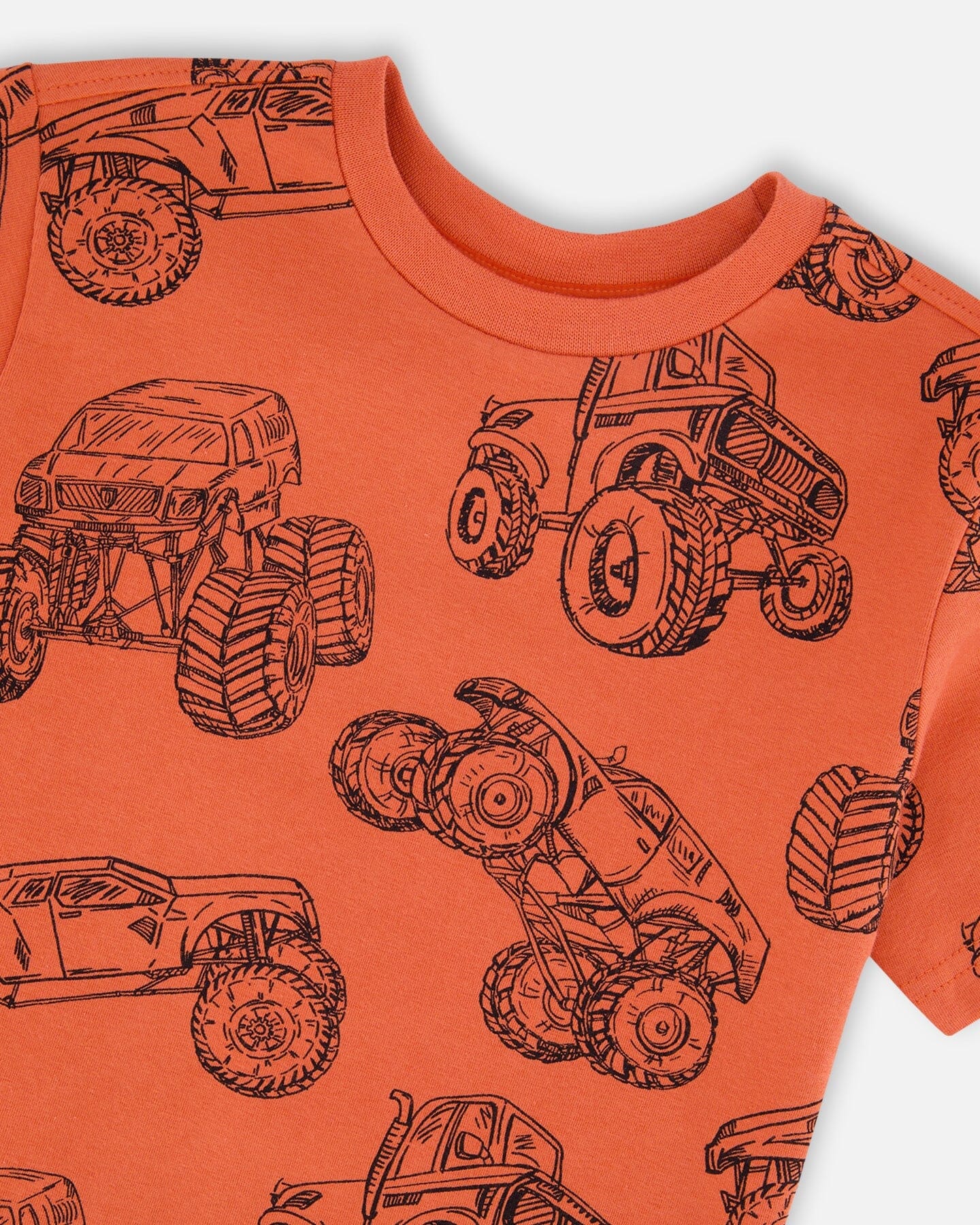T-Shirt aus Bio-Baumwolljersey mit LKW-Print, Orange