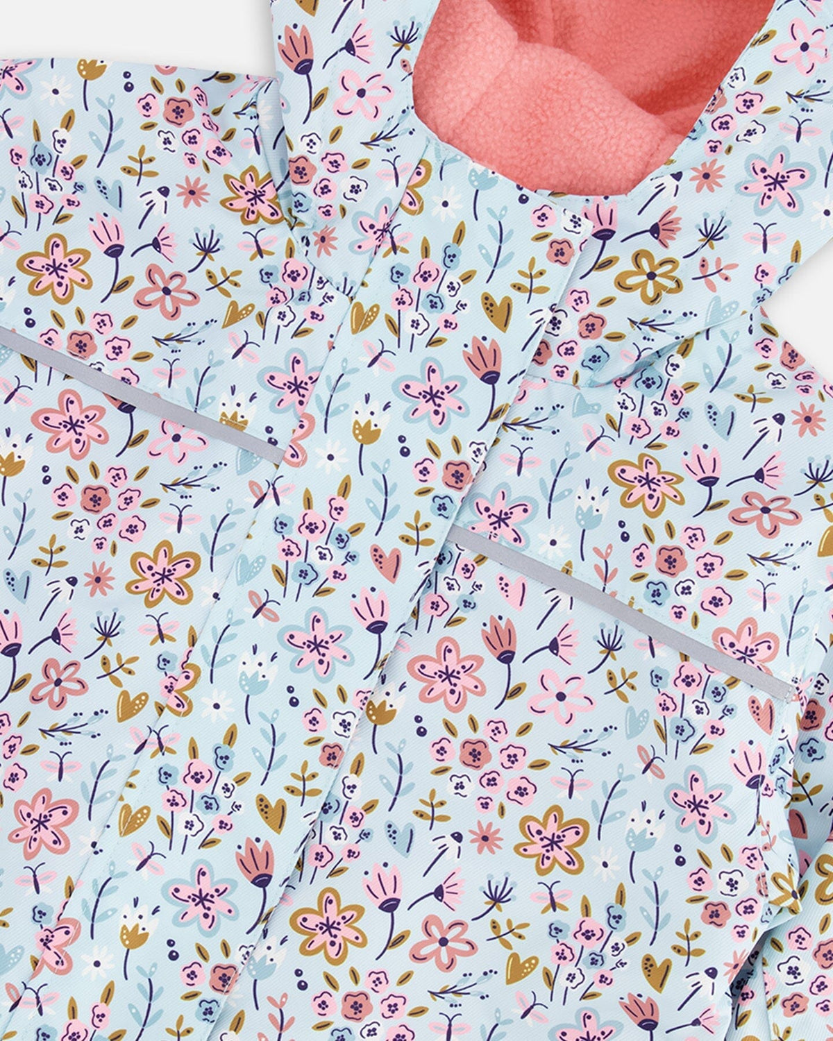 Kids Mid-Season One-Piece Outerwear Blue Mini Flower Print