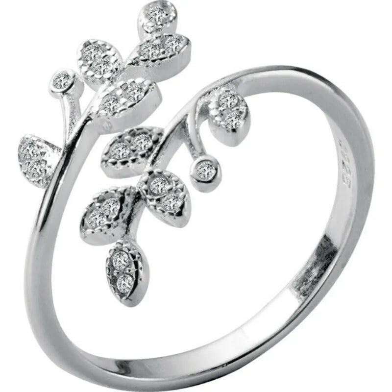 925 Sterling Silber Koreanischer Zirkon Blattform Ring Weiblicher Zeigefinger Retro Mode Handgemachter Schmuck Paar Geschenk