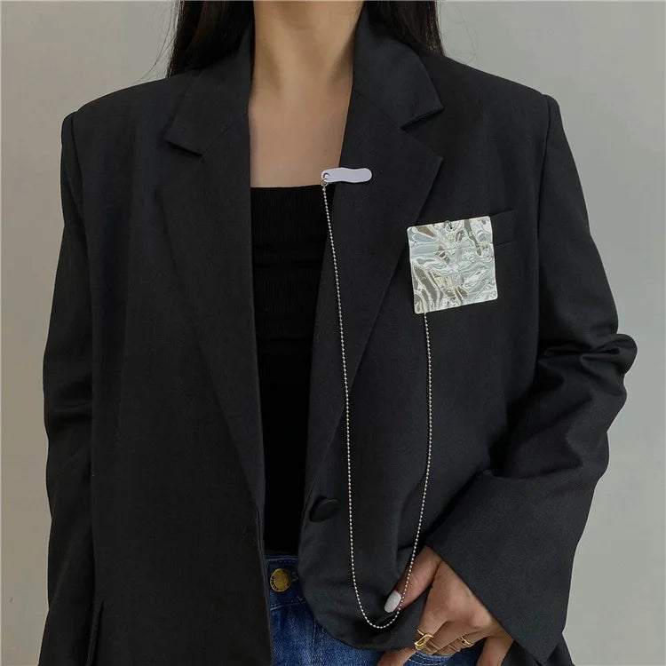 YANGLIUJIA Metal Heart Chain Brooch Personality Fashion Tassel Lovers Suit Accessories Christmas Gift