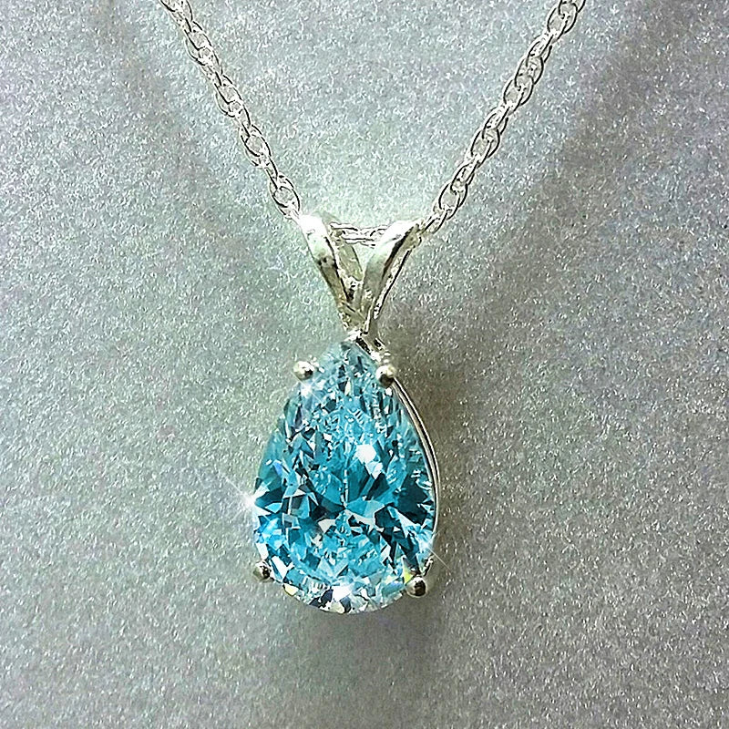 Huitan Wassertropfen Zirkonia Kristall Halskette für Damen, schlicht und elegant, weibliche Accessoires, Geschenk, Hochzeitsschmuck, trendig 2021