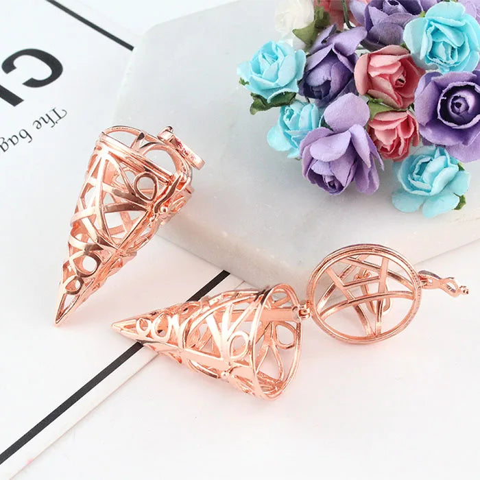 2PCS Coning Icecream Openable Cage Locket Copper Pendant Charm Women Jewelry Findings Perfume Aromatherapy