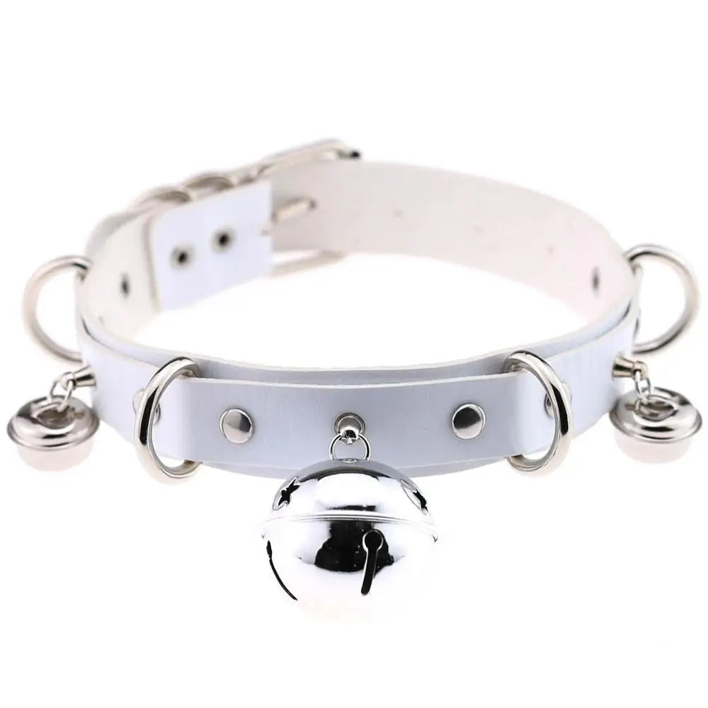 Große Glockenhalskette Halsband für Frauen Mädchen Halskette Metall Leder Chocker Goth Anime Cosplay Schmuck Accessoires