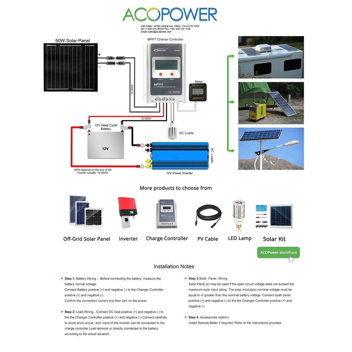 50 Watt 12 Volt Monocrystalline Solar Panel