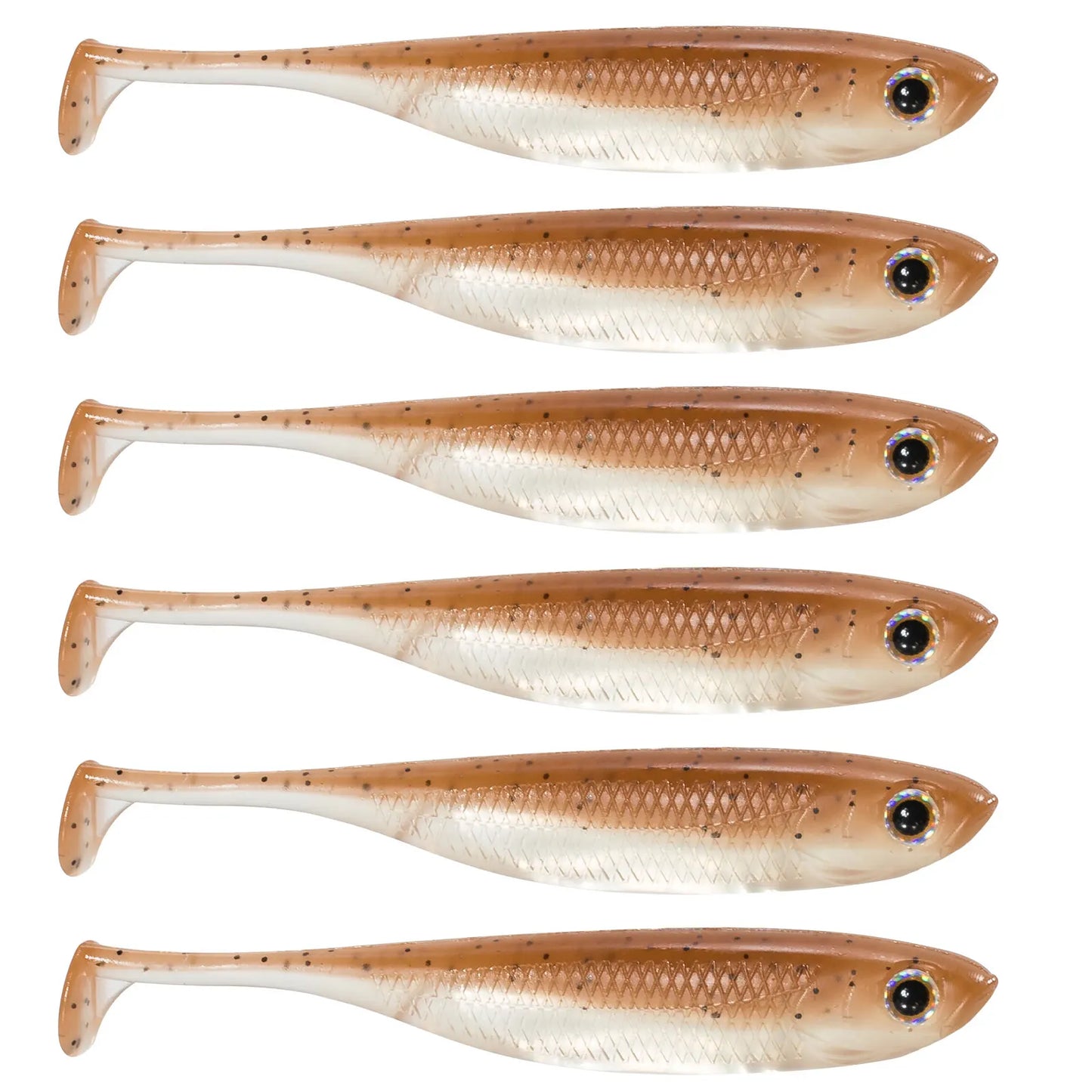 Dr.Fish 5/6 Stück Angelköder Weichplastik Silikonköder Paddelschwanz Shad Wurm Swimbait Süßwasser Barsch Forelle 70mm 80mm 100mm