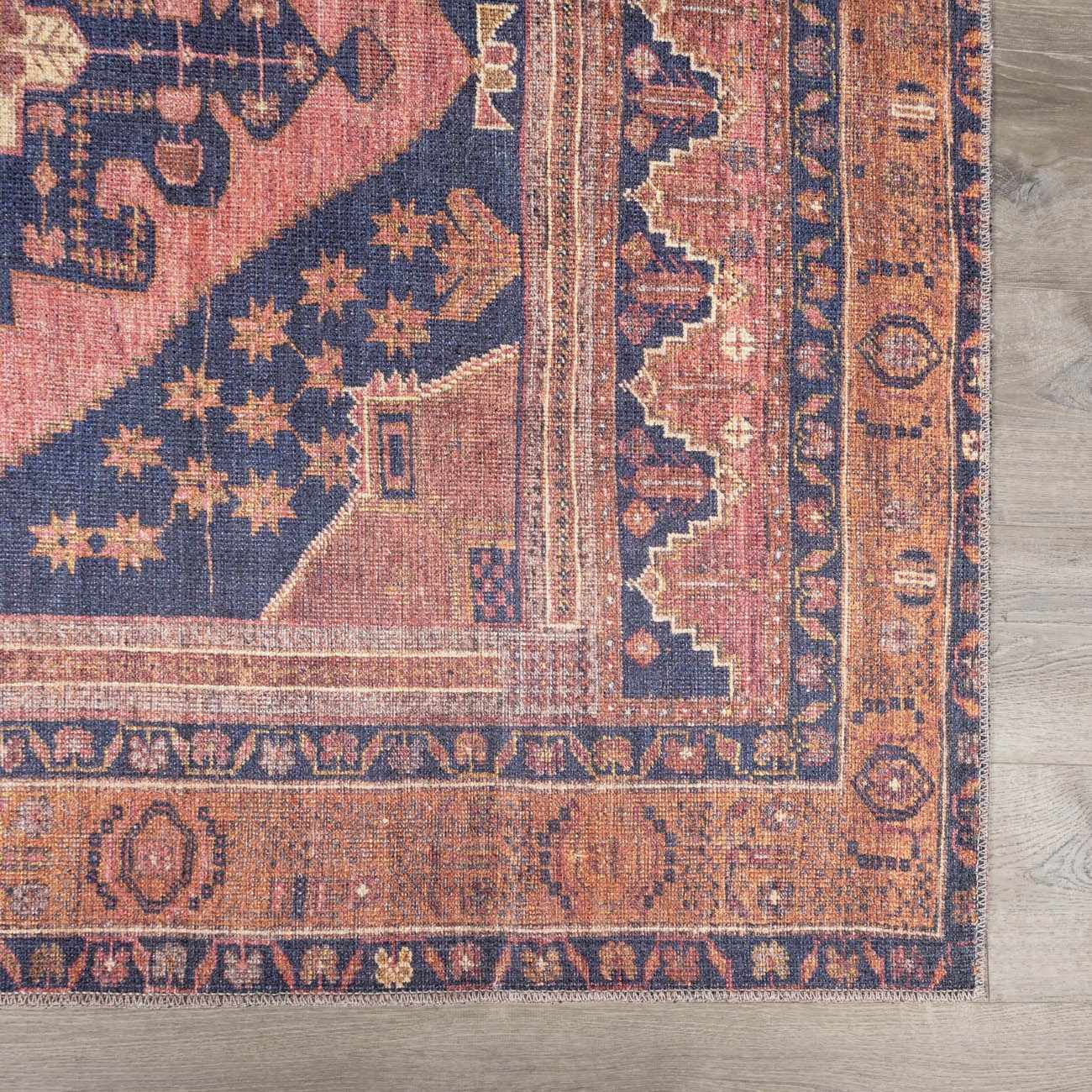 Malamote Vintage Flachflor Waschbarer Teppich