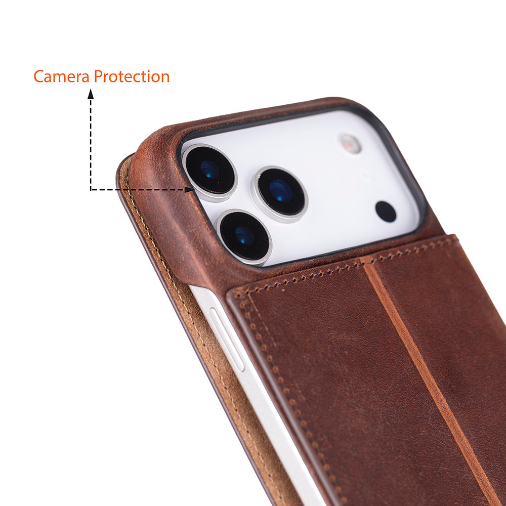 Decatur iPhone 17 Pro Leder Folio Brieftaschenhülle