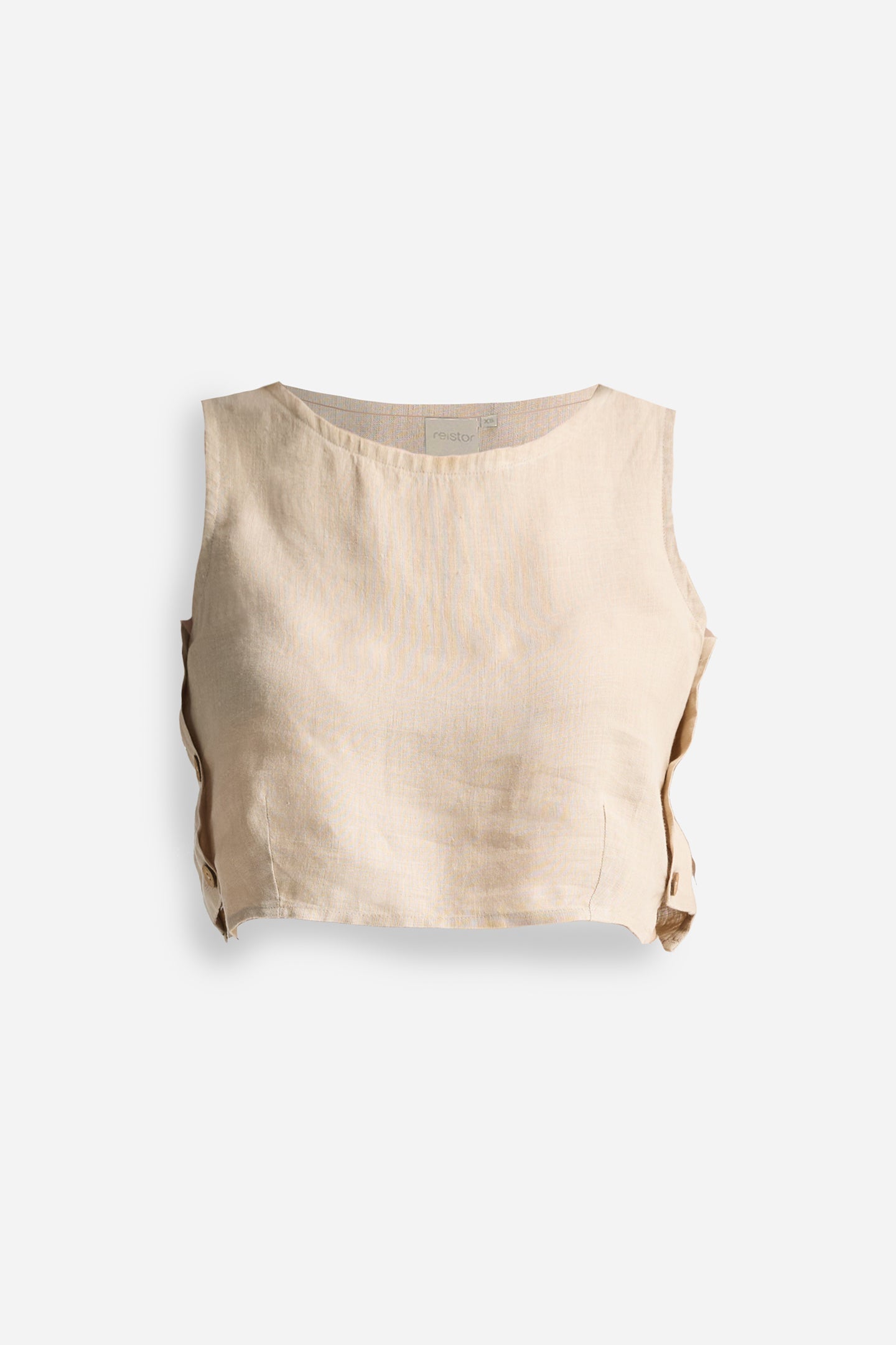 Kastenförmiges bauchfreies Top in neutralem Beige