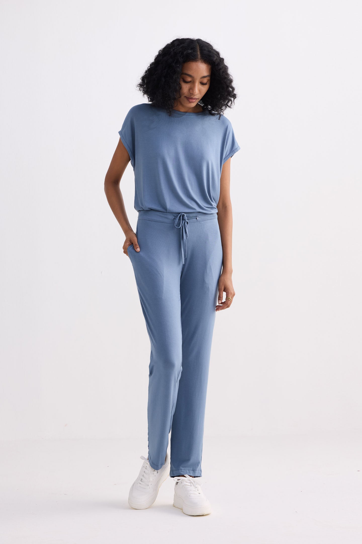 Lockeres T-Shirt in Blau