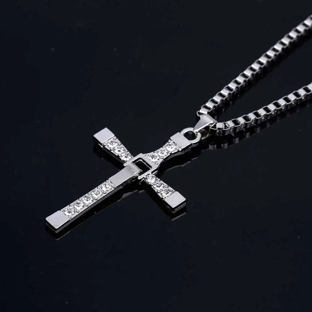 Mode Kruzifix Jesus Christus Herrenschmuck Gold Braun Silber Farbe Metall Kreuz Anhänger mit Halskette Halsketten für Damen