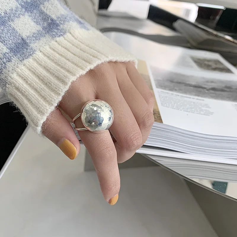 925 Sterling Silver Irregular Round Geometric Rings For Women Couples Fashion Creative Simple Temperament Jewelry Accessories