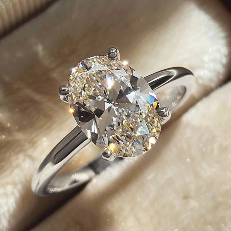 925 Sterling Silber 1-8 Karat Zirkon Wunderschöner glänzender ovaler Steinring für Damen Verlobung Hochzeit Luxus Hochwertiger edler Schmuck