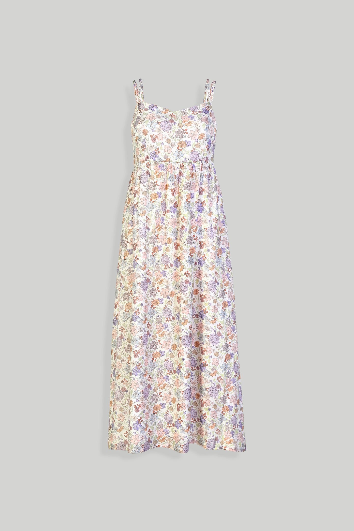 Trägerloses Midikleid mit gerafftem Blumenmuster