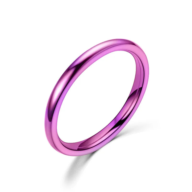 2mm dünne Edelstahlringe Roségold Mode einfache Titanringe für Frauen Mädchen Geschenke