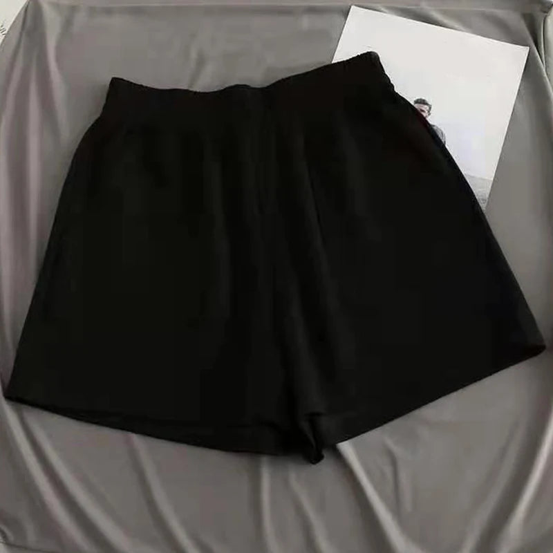 Lässige Damen-Shorts mit hoher Taille, kurze Sporthosen für den Sommer mit Tasche, lose Unterteile für Zuhause, Mädchen-Homewear, weite Sweathose