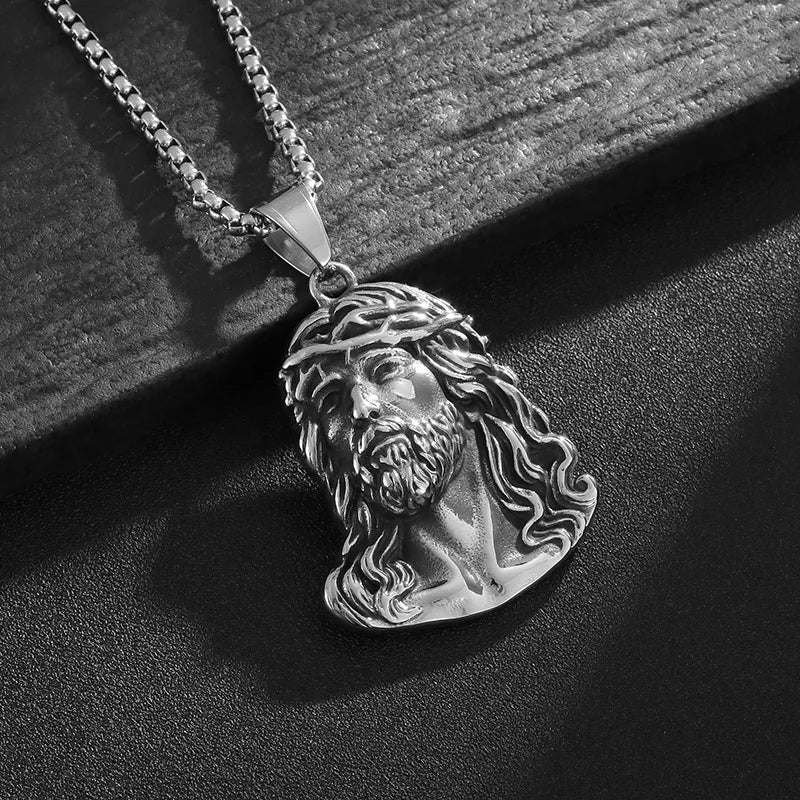 Edelstahl Christus Jesus Herrenanhänger Polierter vakuumgalvanisierter YS Kopfporträt-Anhänger