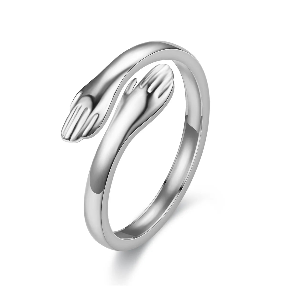 Runde, goldfarbene, liebevoll umarmende Umarmungs-Offenringe für Frauen, niedliche, kreative Hände, verstellbarer Schmuck