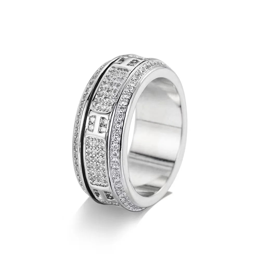 Drehbare Zirkonia-Ringe für Damen und Herren, ein glücksbringendes und romantisches Geschenk für Paare
