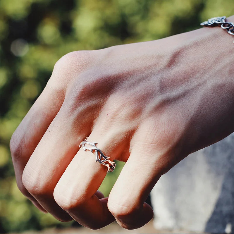Vintage Ins-Stil Ringe für Männer und Frauen mit Zweigen, Dornen, Paarringe, Geschenke, Mode und Persönlichkeit