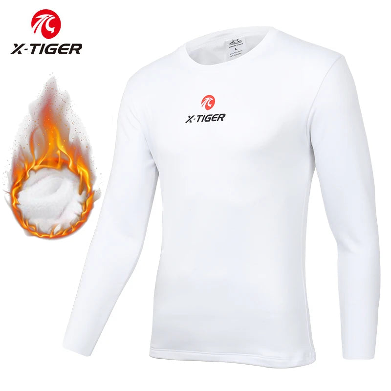 X-TIGER Winter Cycling Base Layer Long Sleeve Warm Bike Underwear Fleece Sports Bike Shirt Keep Warm Racing Bicycle Shirt