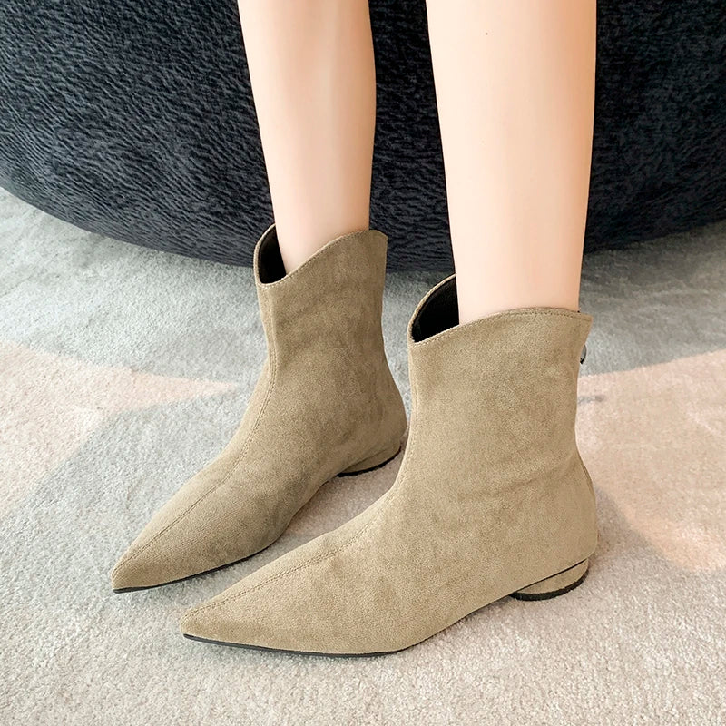 Women's low-heeled boots in autumn and winter, spring and autumn single boots, simple and versatile ankle boots