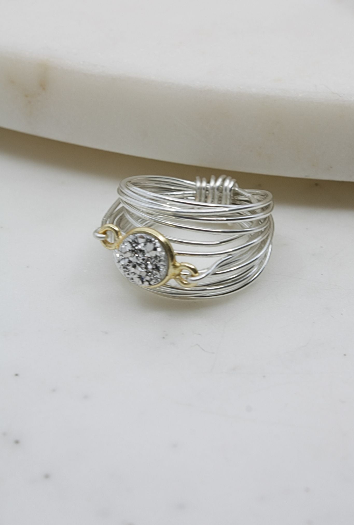 Torrey-Ring mit Silber-Druzy