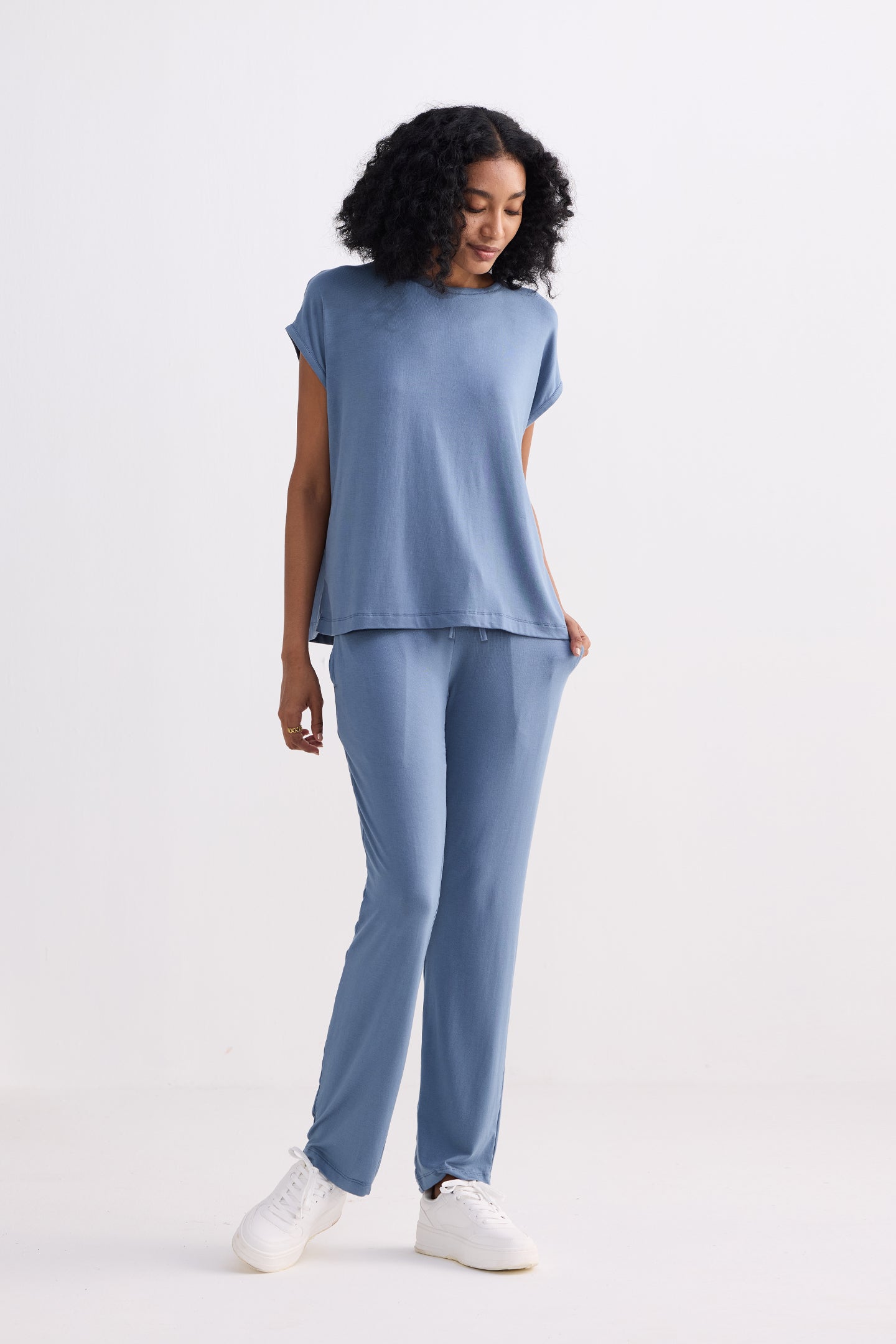Entspanntes T-Shirt-Set in Blau