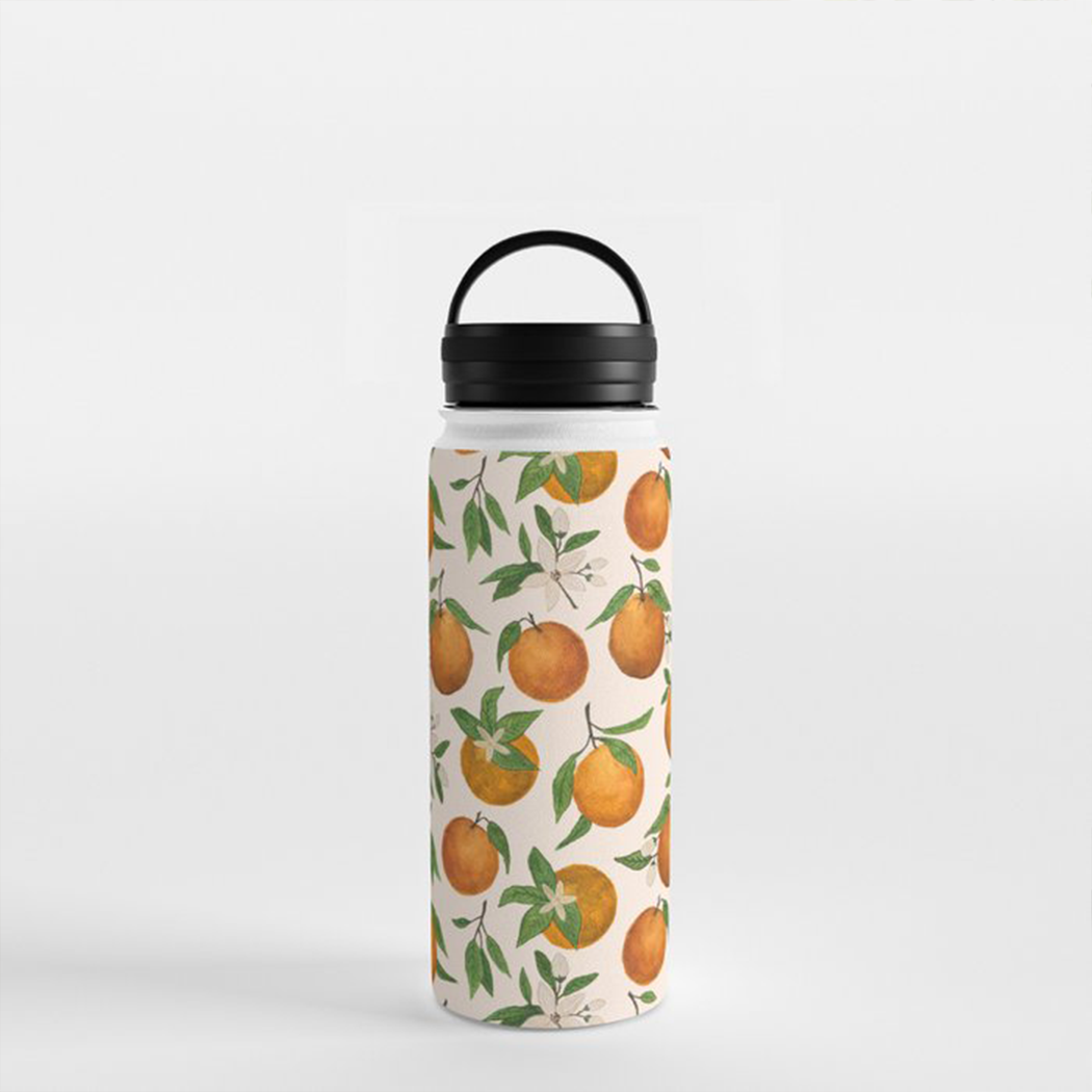Wasserflasche mit Orangenblüten-Griffdeckel