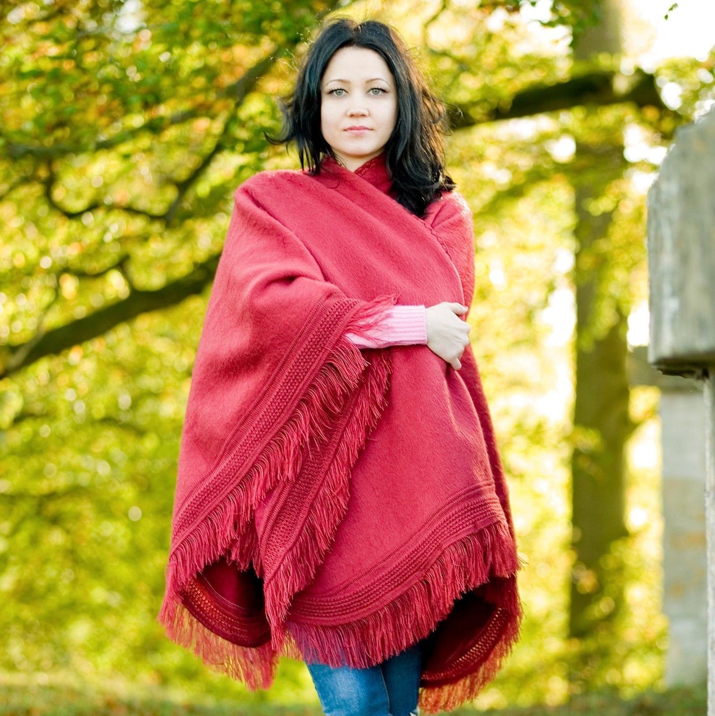 Umhang Wickel Solider Alpaka Poncho