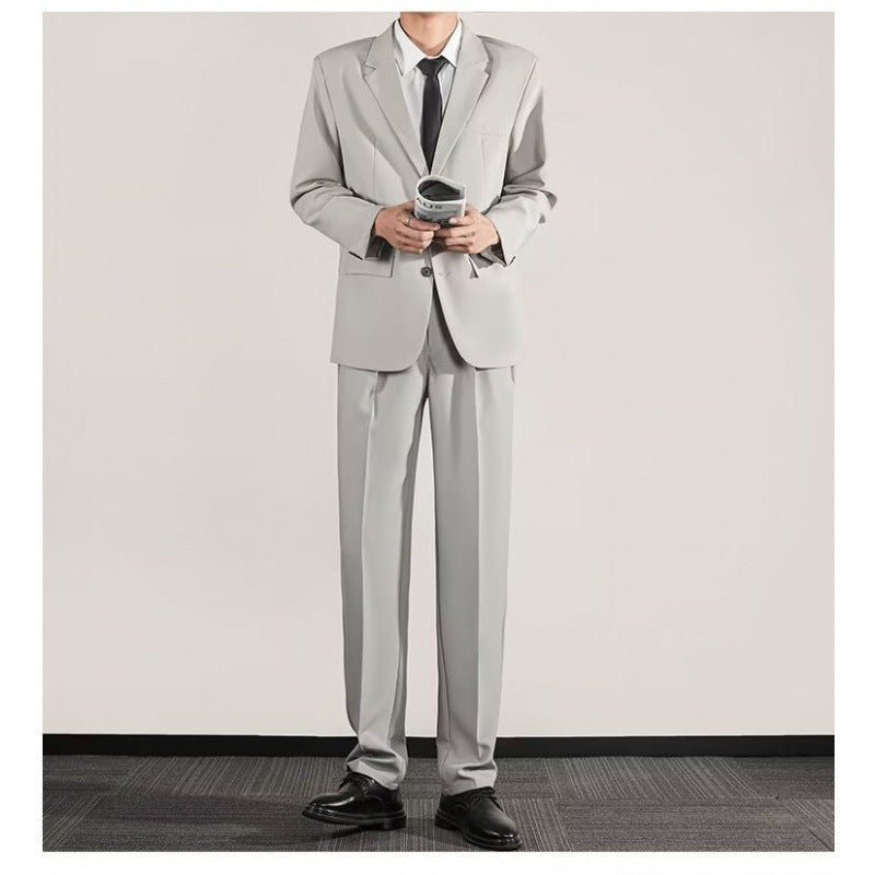 Koreanischer Texture Slim Fit Trendy Grace Business Anzug mit gerader Hose