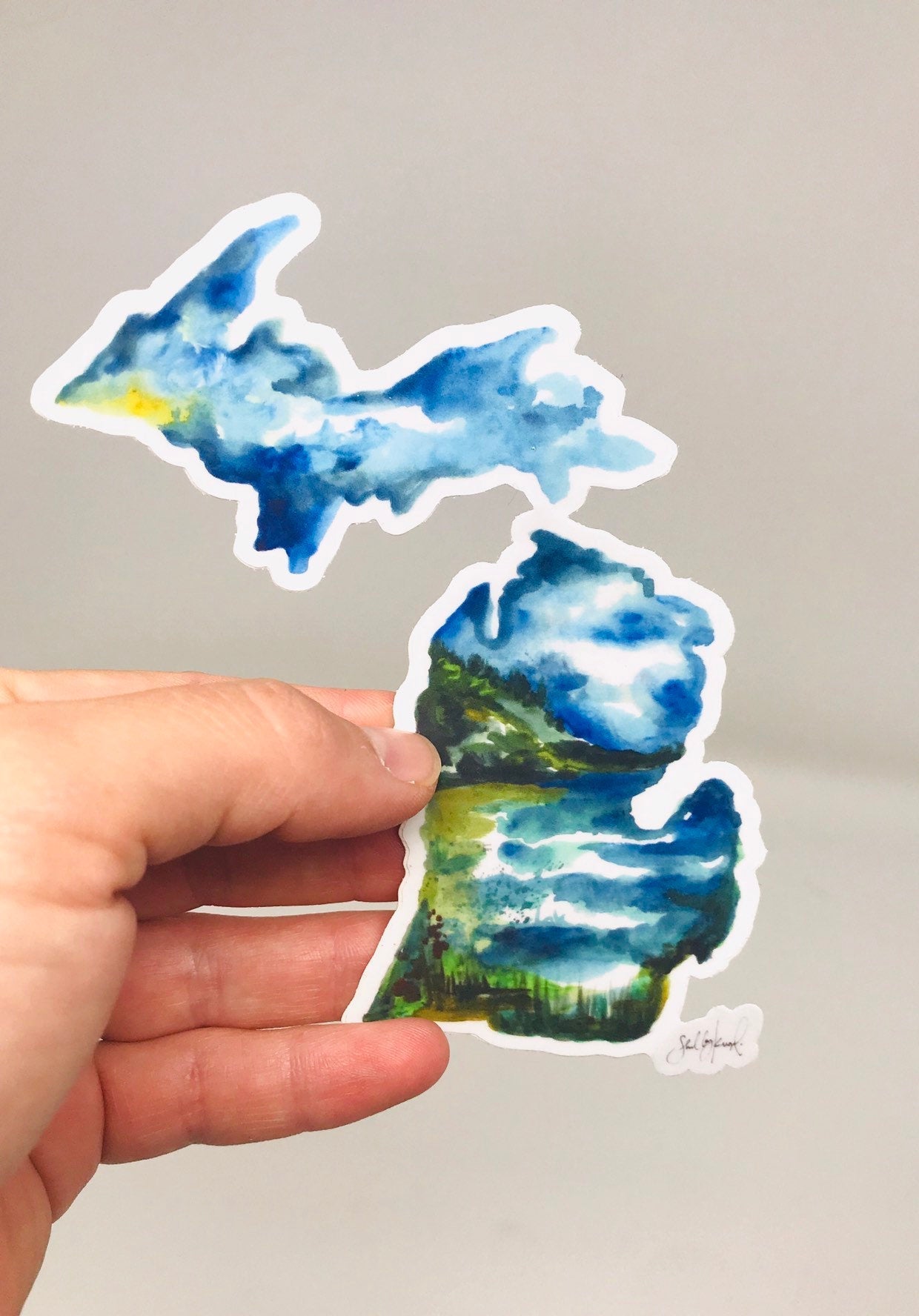 Michigan Seen Aquarelle Aufkleber