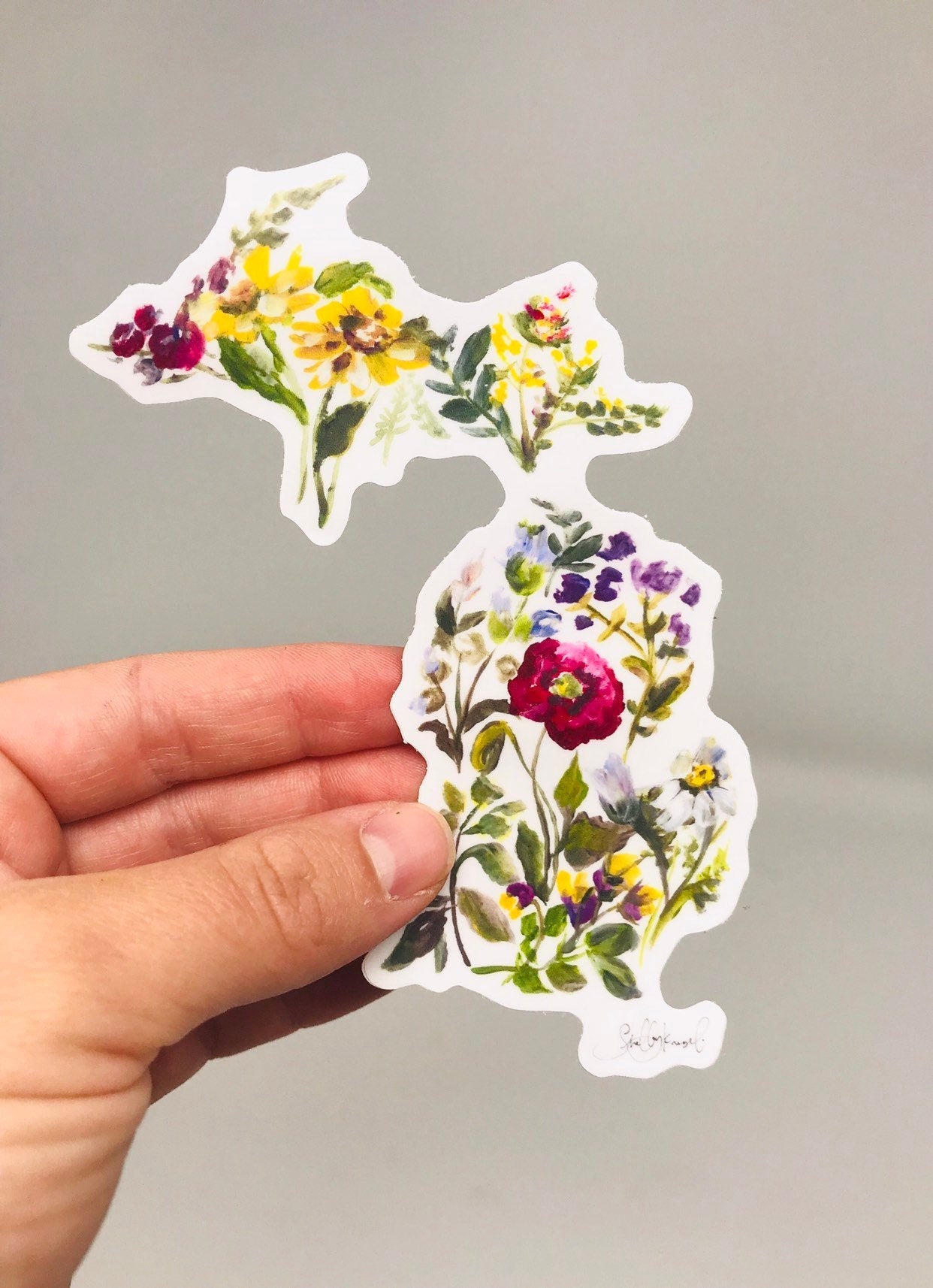 Michigan Blumen-Aufkleber/-Abziehbild