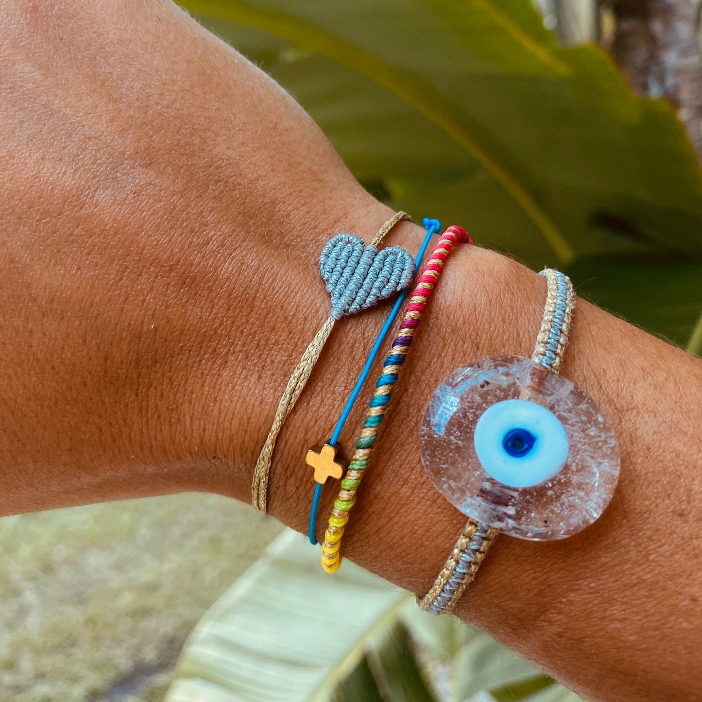 Transparentes Murano-Evil-Eye-Armband